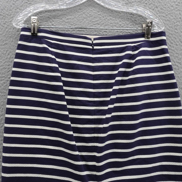 J Crew No 2 Pencil Skirt Size 6 Navy Blue Ivory Stripe Womens Career Preppy - Picture 4 of 13
